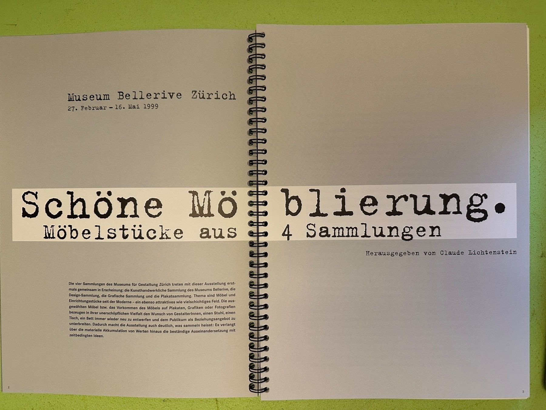 Libri: Claude Lichtenstein: Schöne Möblierung. – Nuovo e nell'imballaggio originale da Zürich venduto da allp 2