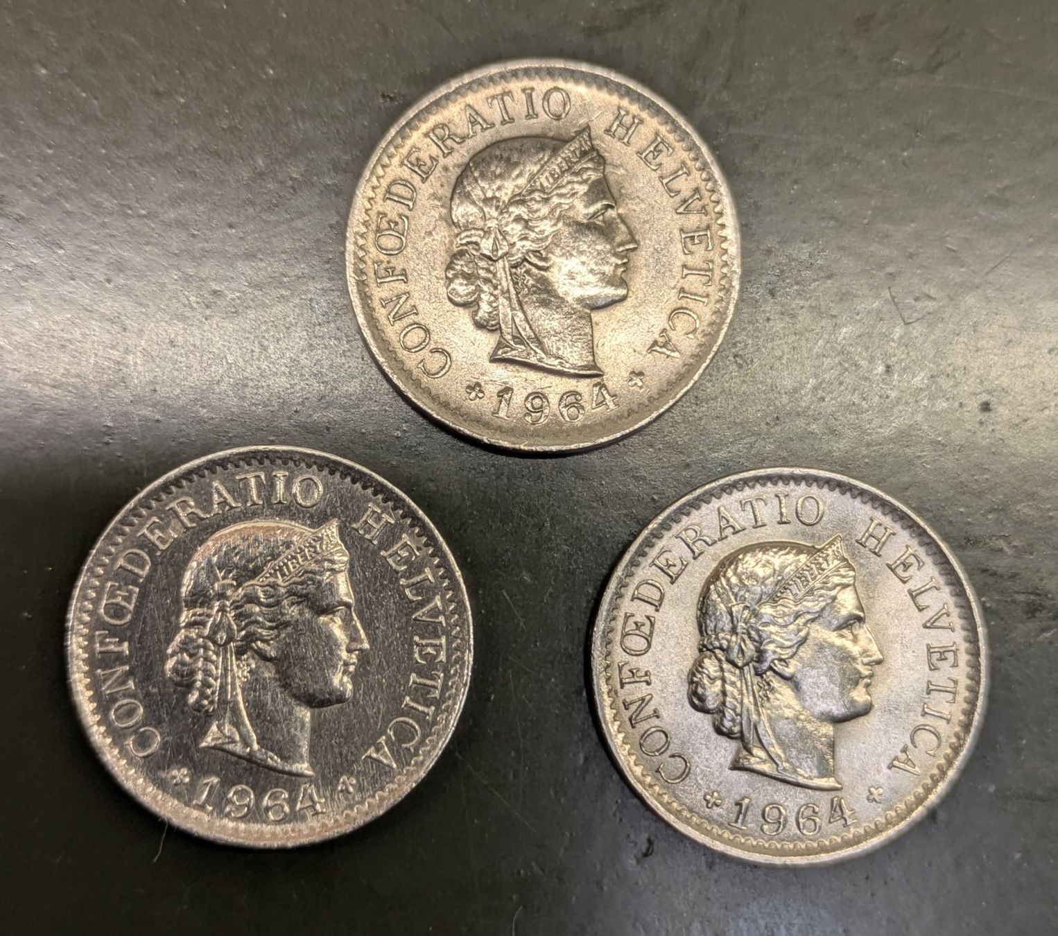 Alle Münzen: 3 x 5 Rappen 1964 vz – Gebraucht aus Zetzwil von Spitz70