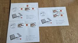 2015 3 FDC Vollstempel und 4er Block diverse Zusammendrucke 