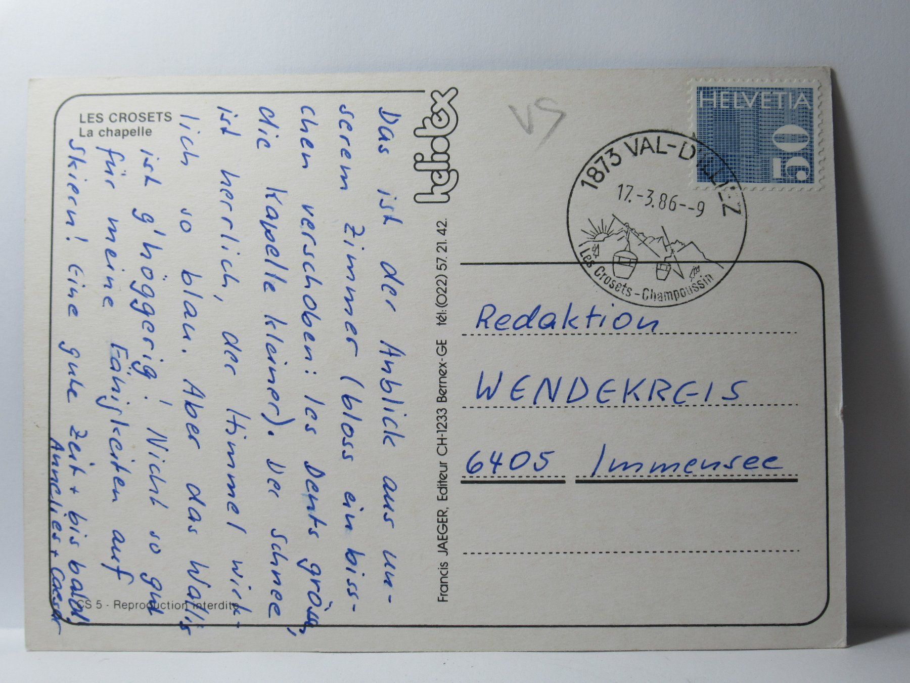 Cartes postales: Les Crosets , La Chapelle 1986 – D'occasion à Grenchen par Bluemchen1900 1