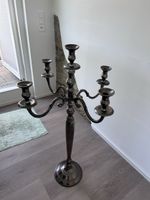 Kandelaber 5 Arme Metall silberfarben mit Sockel