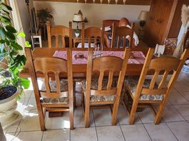 Massivholz Klostertisch inkl. 6 Stühlen