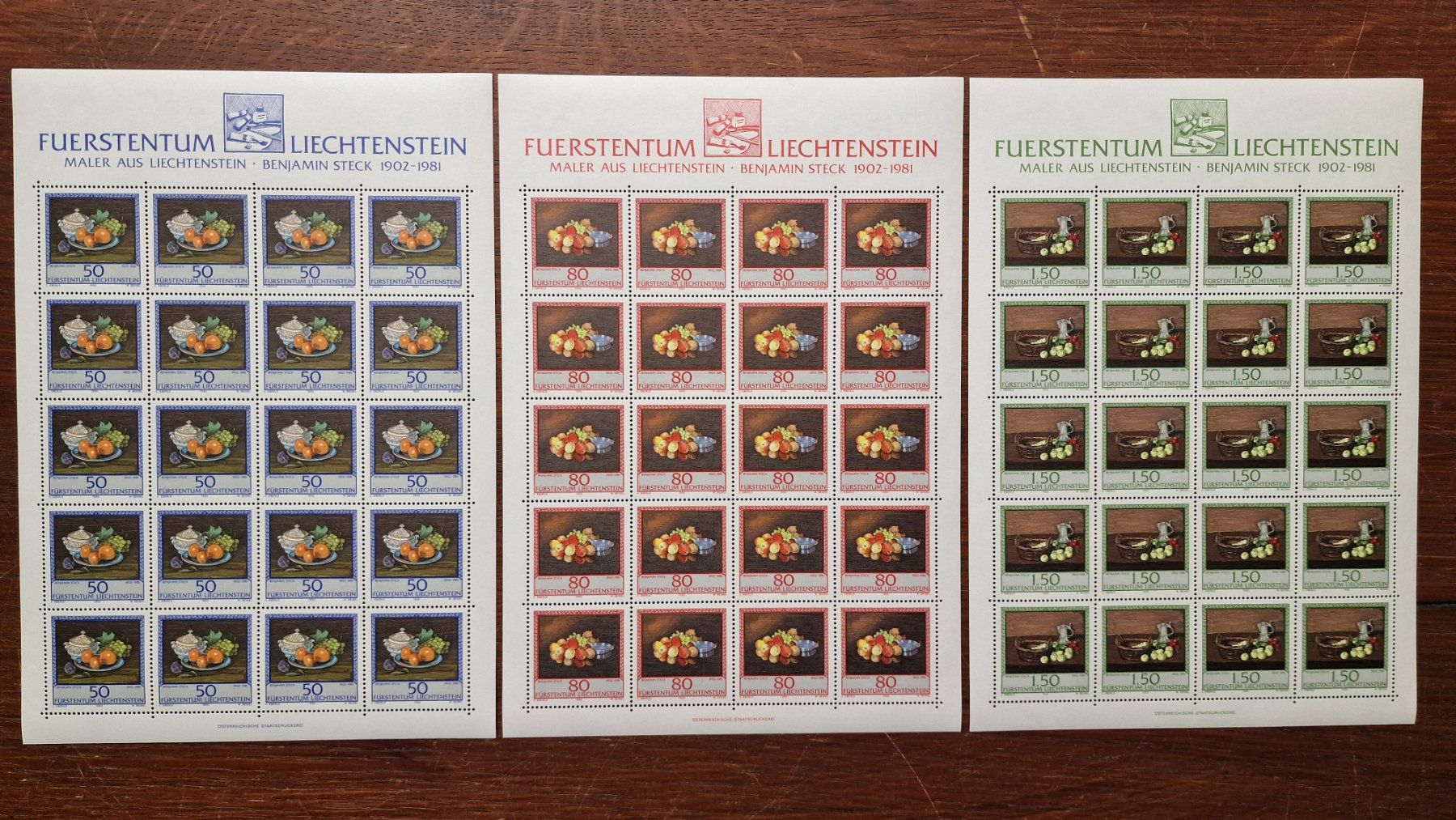 Tutti i francobolli: FL 1990 Serie Bogen "Maler aus Liechtenstein" postfrisch – Nuovo (secondo la descrizione) da Aesch LU venduto da briefmarken.uray