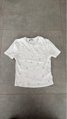Zara T-Shirt, weiss mit Steinen, Grösse S, Top Zustand