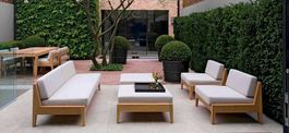 Gartengarnitur 1 Sofa 2 Sessel 1 Ottoman Teakholz Sitzmöbel