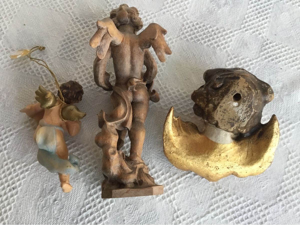 Statuette: 3 alte Engel aus Holz – Usato da St. Gallen venduto da chamilla 2