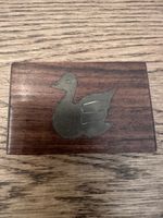 Kleine Holzschatulle mit Entenmotiv, Vintage