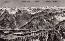 Vogelschau-AK: Arosa und Umgebung, gelaufen 1950