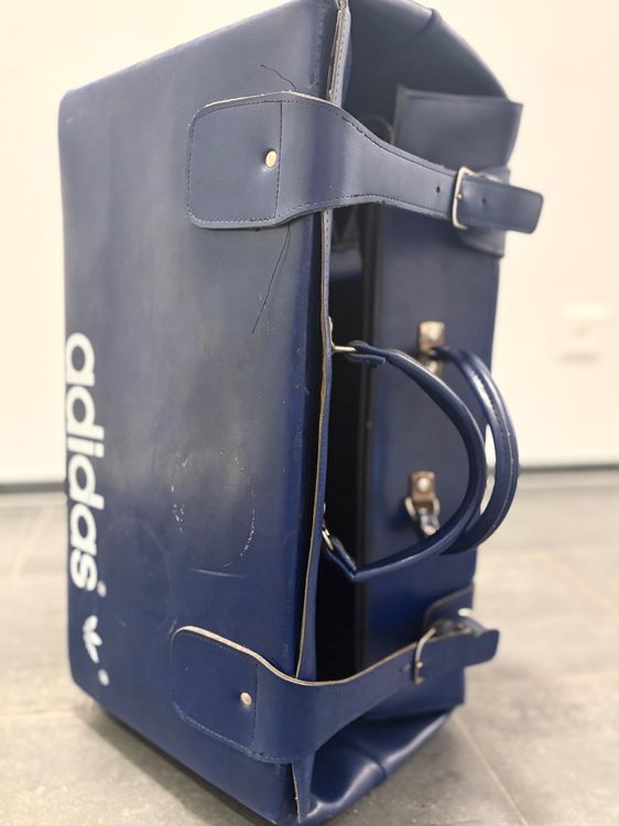 ADIDAS TASCHE, VINTAGE, SPORTTASCHE, 70`ER, BLAU, KOFFER