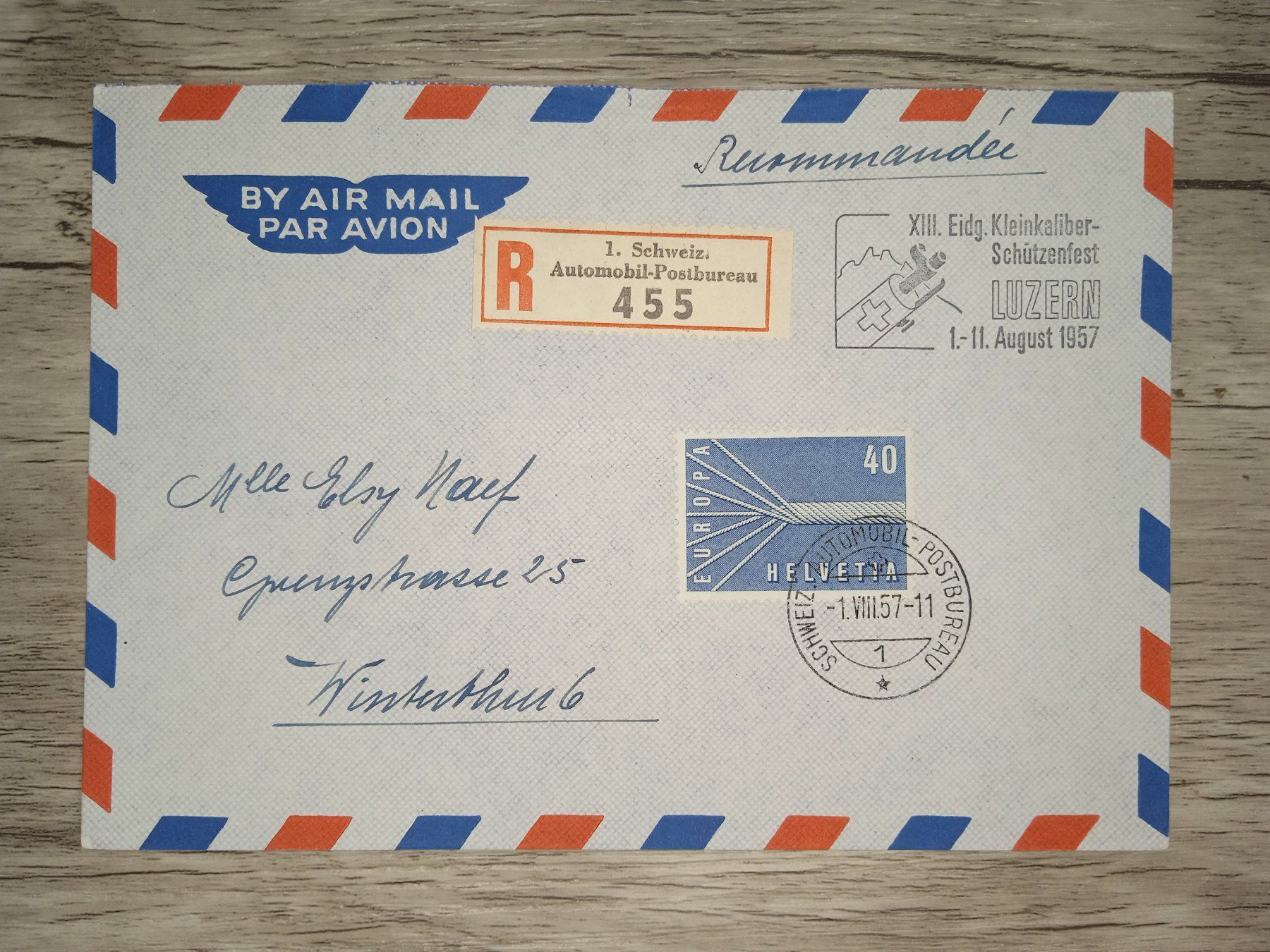 Tutti i francobolli: TR16 Enveloppe  + Timbre Suisse 1957 – Usato da Cousset venduto da Patrick_Collections