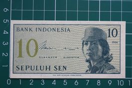 banknote indonesien 10 sepuluh sen 1964