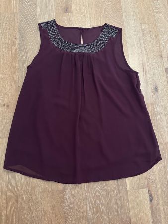 Elegante Bordeau Rote Bluse/Trägershirt mit Pailetten Gr. S