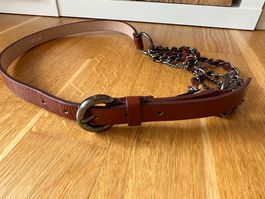 Naf Naf Gürtel Leder braun 85 cm