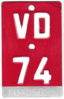 Velonummer 1974 Waadt Vaud VD 74