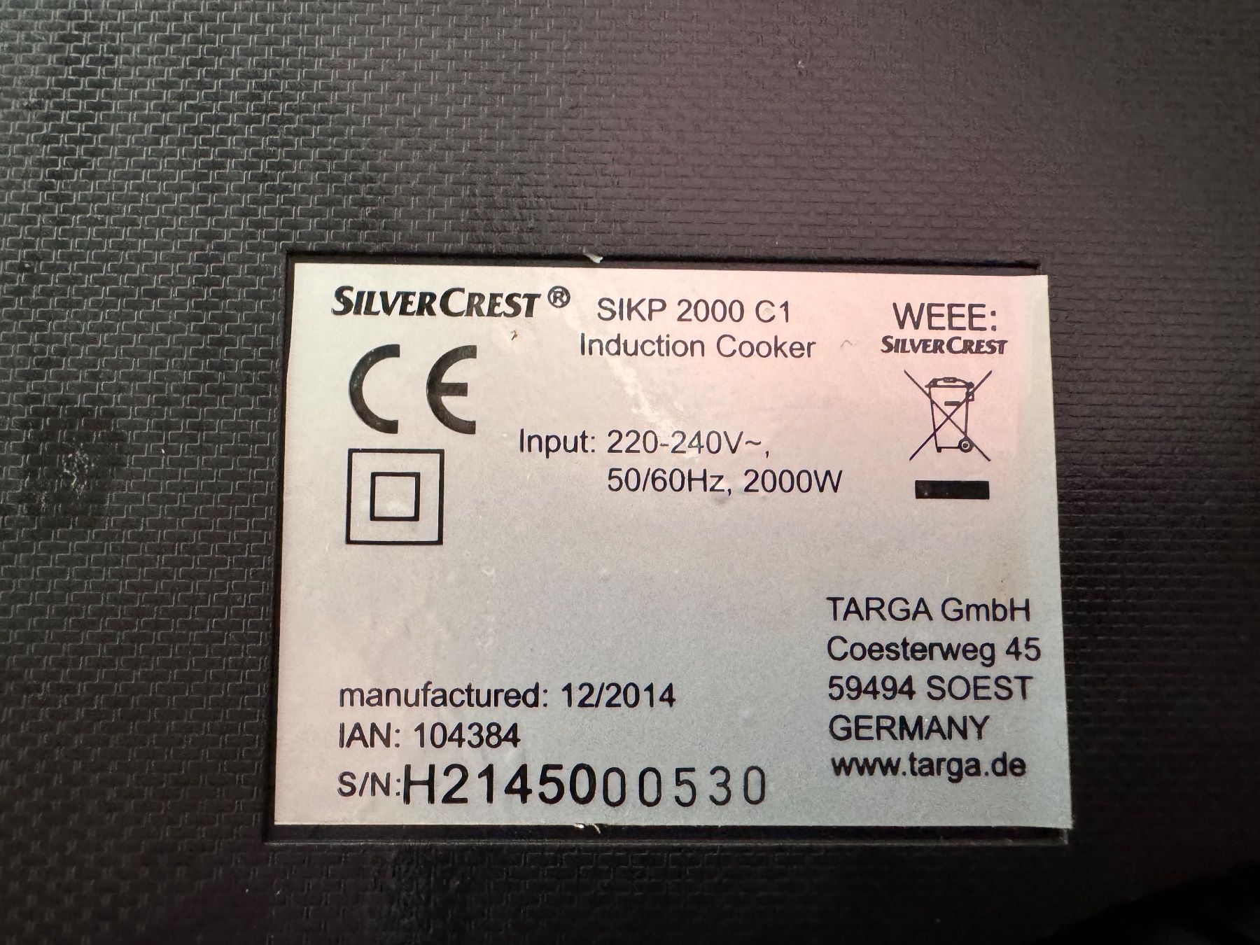 Radiatori: 698 SilverCrest Induktionsplatte aus Liquidation – Usato da Derendingen venduto da Meisterstuecke 1