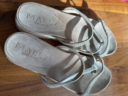 Damen-Sandale, beige/silber, Gr. 40