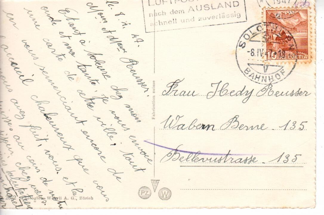 Cartes postales: Solothurn  1947 – D'occasion à Wolhusen par Curver9 1