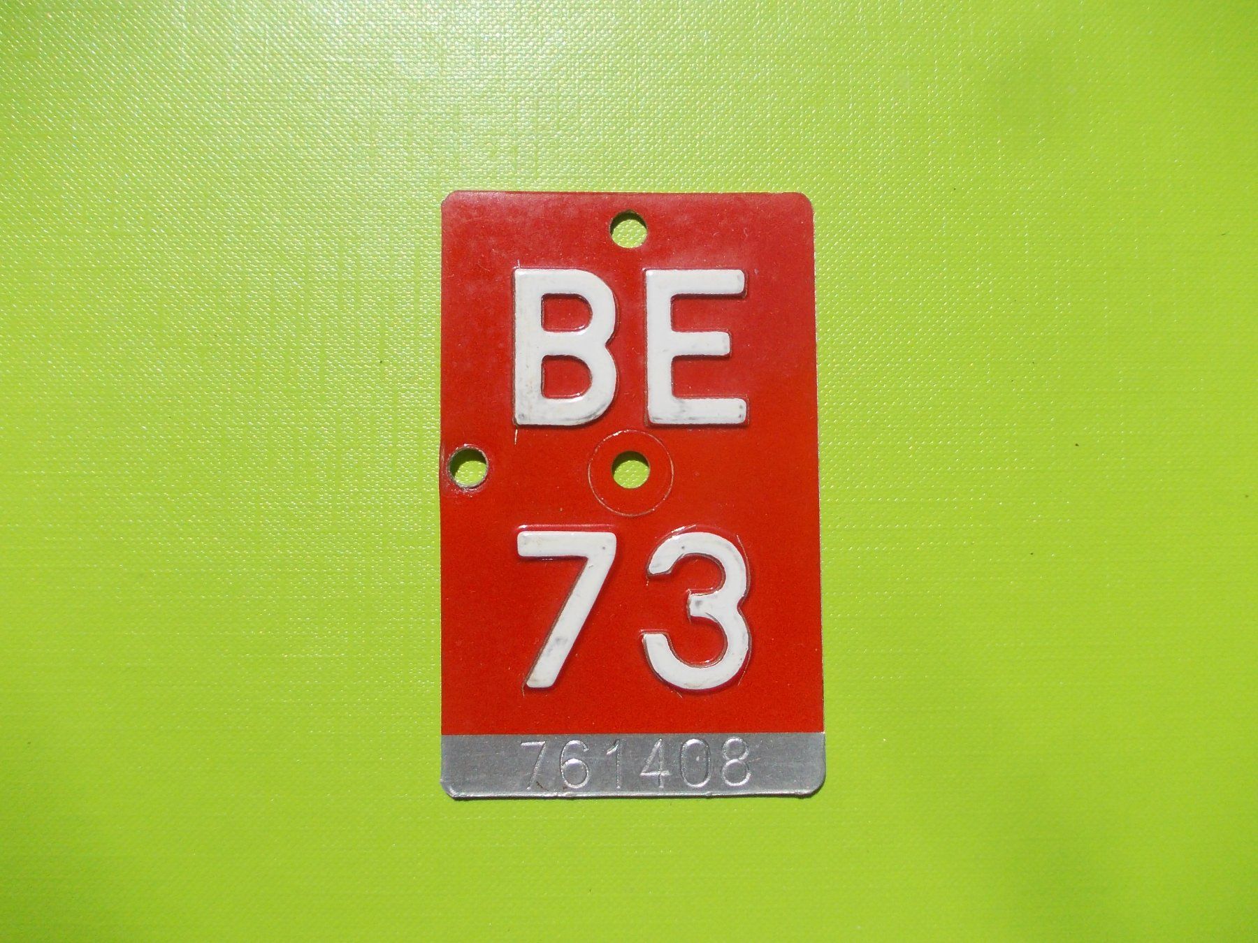 Schilder: Velonummer / Fahrradnummer BE 73 – Gebraucht aus Gsteigwiler von HORMIGA21