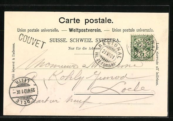Cartes postales: AK Couvet, Strassenpartie mit Hotel – D'occasion à Berlin par bartko-reher 1