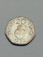 Pièce de monnaie 20 Pence 1982 Jersey état d'usage