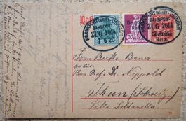 PK REICHSPOST MIT BAHNPOSTSTEMPEL FRANKFURT - USINGEN 1920