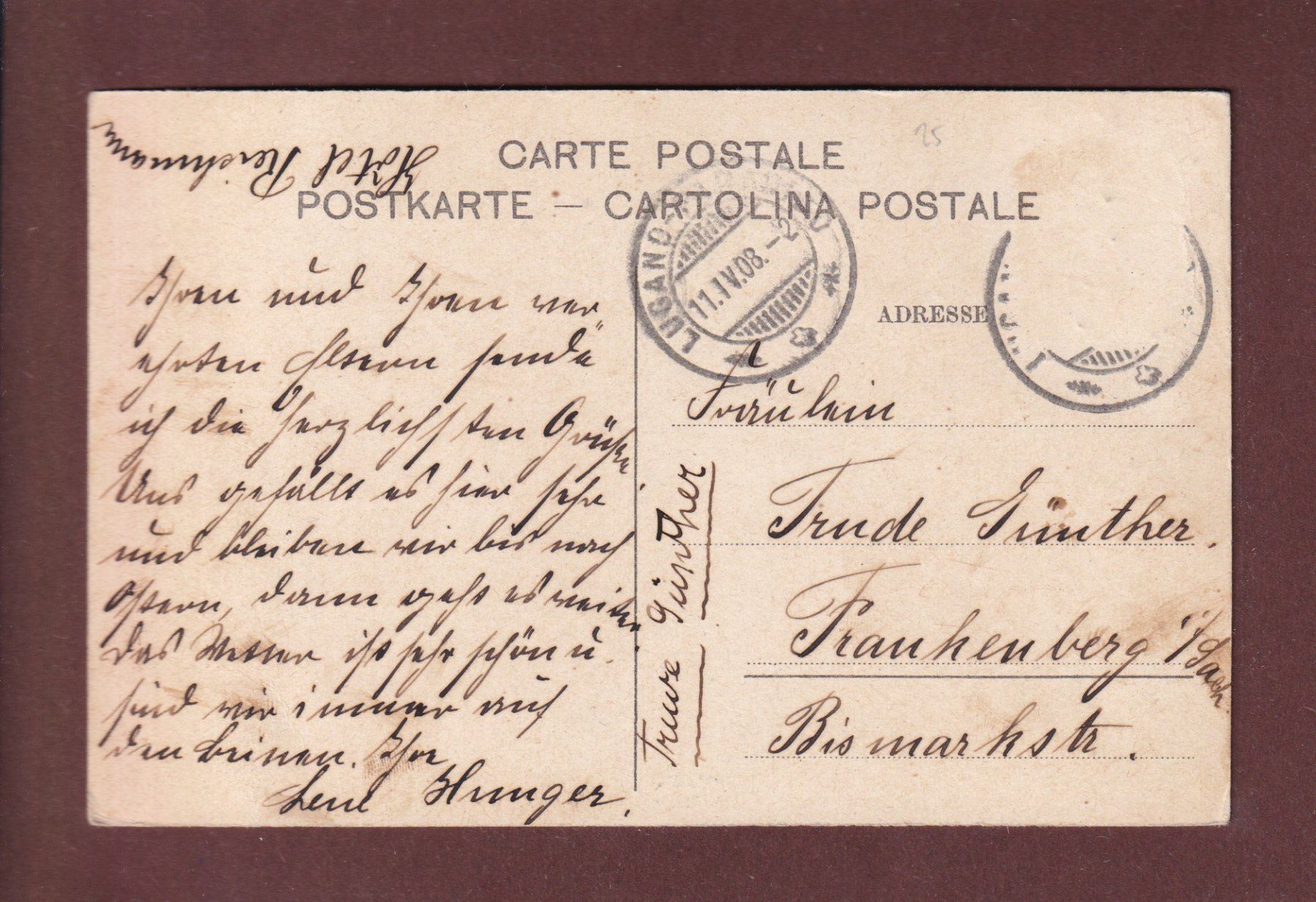 Ansichtskarten: LUGANO - Quai - 1908 – Gebraucht aus Pully von nicecards-shop 1