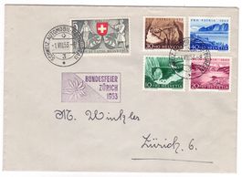 Lettre de Zürich BPA A626 pour Zürich le 1.VIII.53