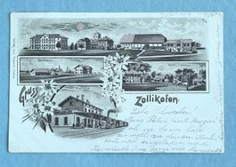 Zollikofen - Molkerei - Bahnhof - Dampfzug - Litho 1900