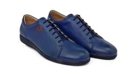 Echtes Leder Business Sneakers Schnür Herrenschuhe Gr. 46