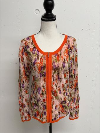 Gerry Weber Strickjacke Gr. 36 geblümt orange beige Cardigan