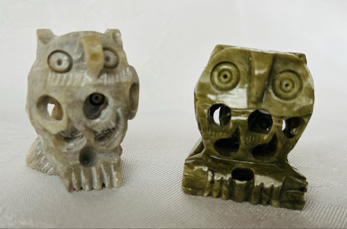 Statuette: 5 Eulen aus Speckstein, geschnitzt – Usato da Lengnau AG venduto da Mefari 5