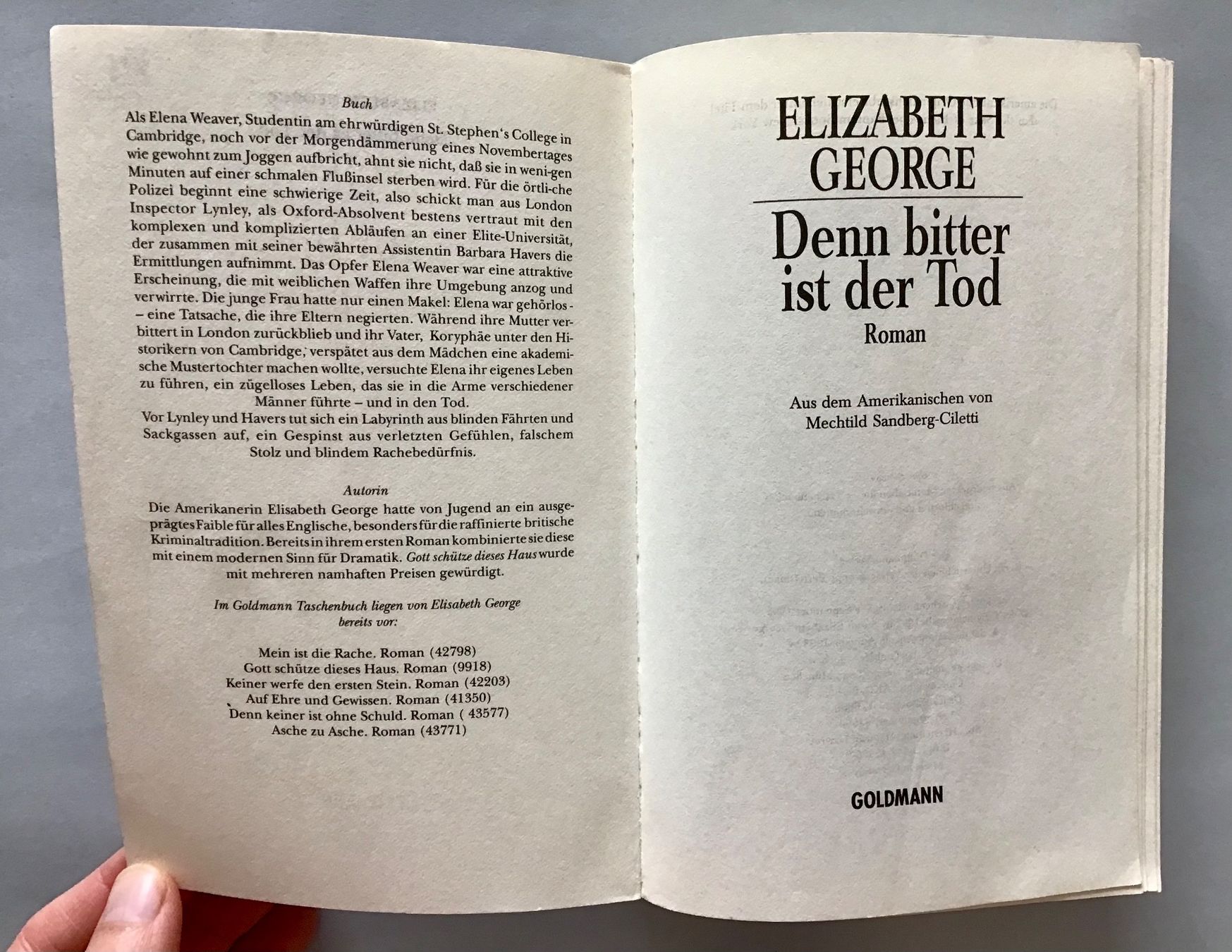 Bücher: Elizabeth George: Denn bitter ist der Tod – Gebraucht aus Bubendorf von Alpenheidi 2