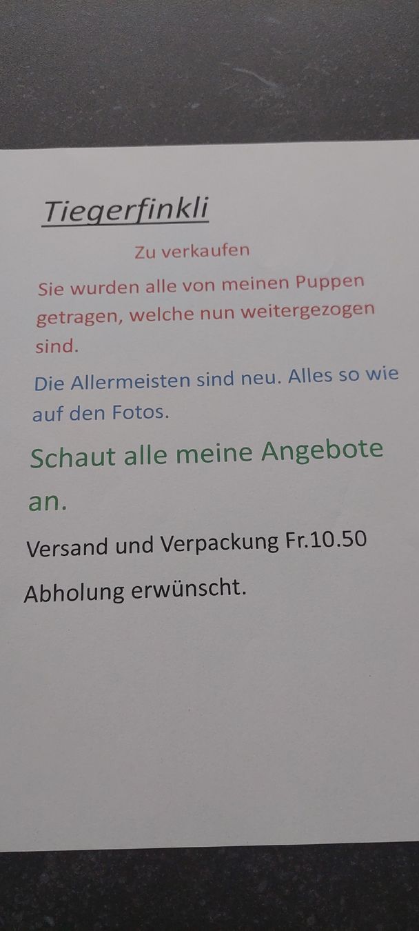 Puppen: Tiegerfinkli für Puppen und  oder Kinder – Neu (gemäss Beschreibung) aus Muri AG von nindo1 6