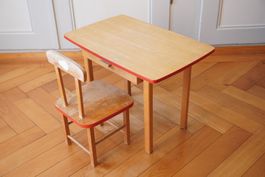 Seltener Kindertisch mit Stuhl Wisa Gloria Vintage 70-er