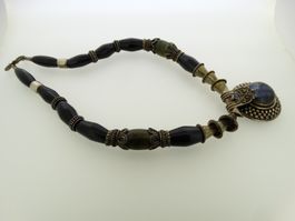 Prunkvolles Labradorit Collier Amulet aus Silber 185 gramm
