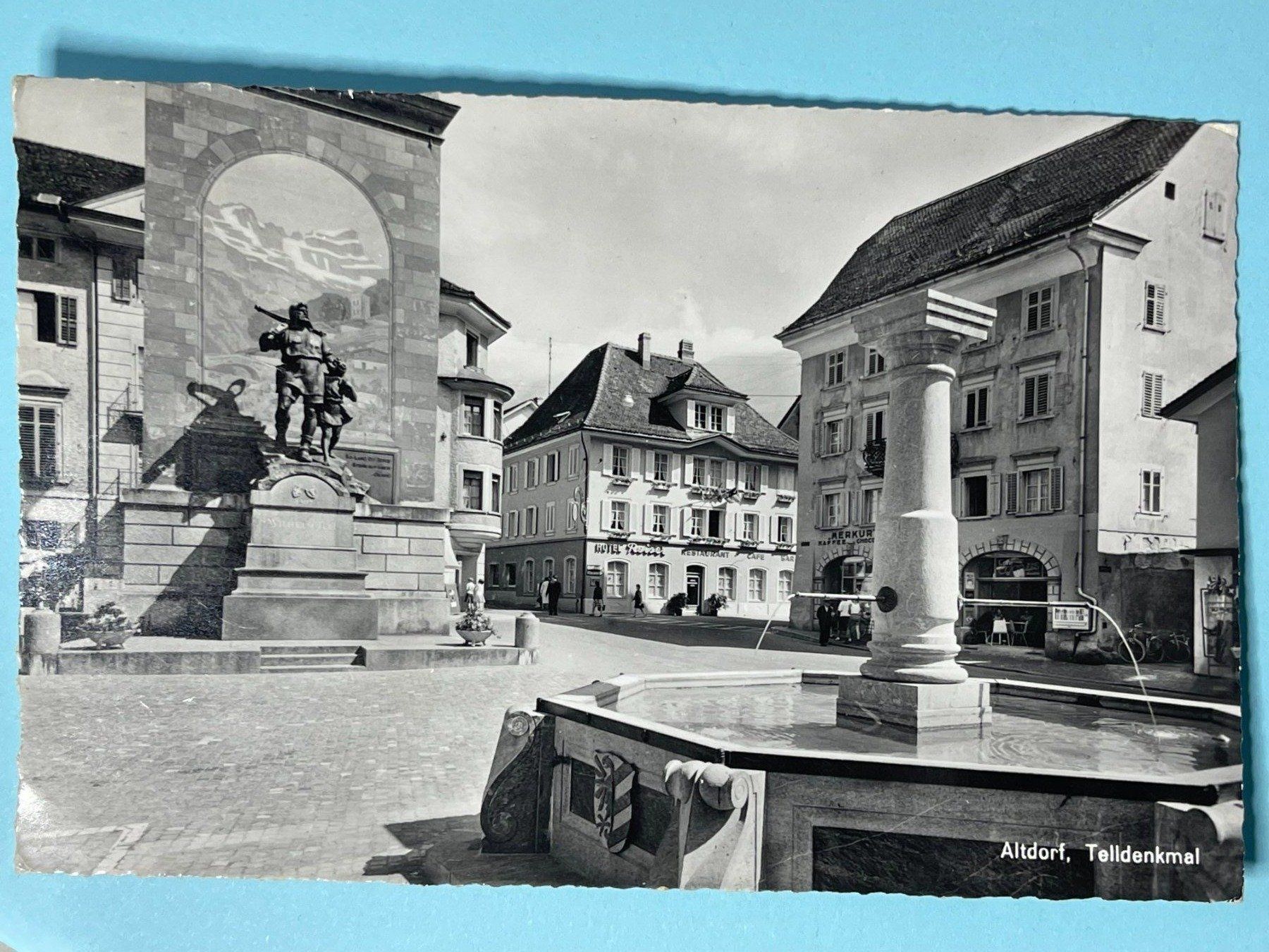 Ansichtskarten: Altdorf - Telldenkmal - 1962 – Gebraucht aus Steg VS von danwer74