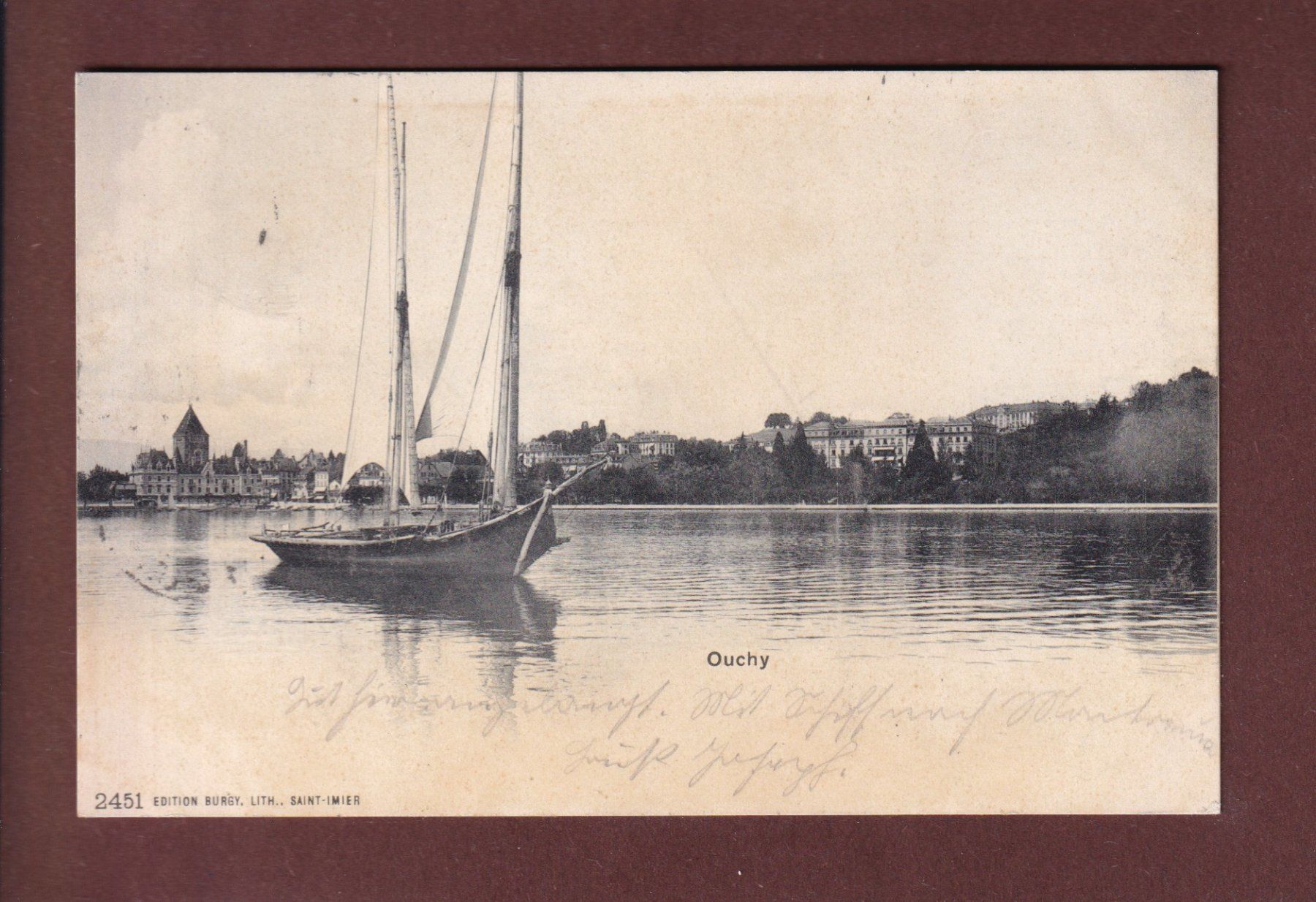 Cartoline postali: LAUSANNE - Ouchy - Barque du Léman - 1902 – Usato da Pully venduto da nicecards