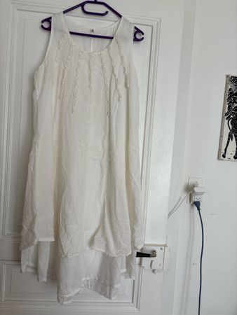 Vestito donna bianco senza maniche con pizzo taglia unica