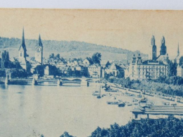 Cartoline postali: Zürich ,  Utoquai  , Kirche 1899 – Usato da Grenchen venduto da Bluemchen1900