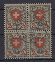 Schweiz 1924: 4erblock 2 Fr. Wappenmuster