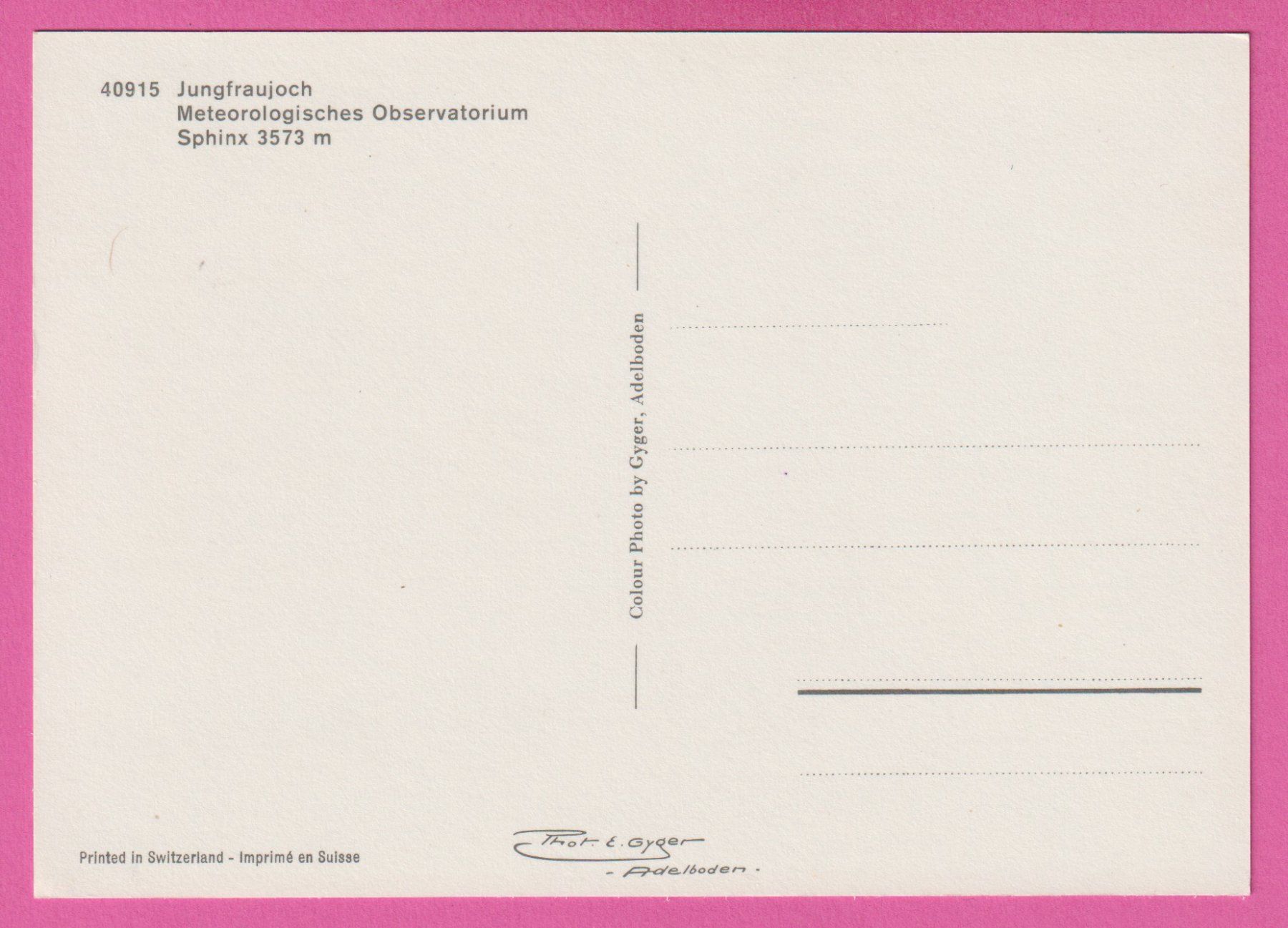 Cartoline postali: Jungfraujoch Meterologisches Observatorium Sphinx – Usato da Einsiedeln venduto da dillie 1