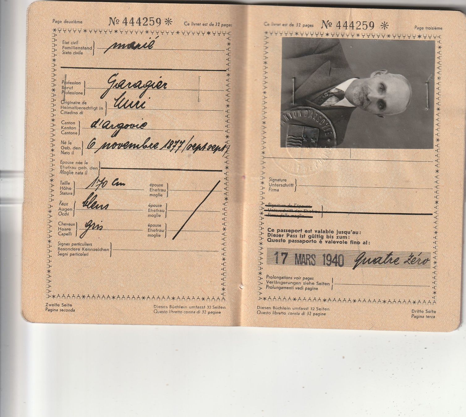 Dokumente: Schweizer Pass 1937 – Gebraucht aus Rorschacherberg von  2