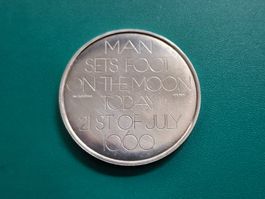 Silbermedaille, Apollo, rare, MAN SETS FOOT ON THE MOON