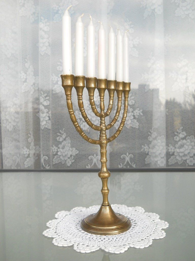 Portacandele: 24,5cm Original jüdischer David Messing Kerzenständer MENORA – Usato da Ostermundigen venduto da eschbe 4