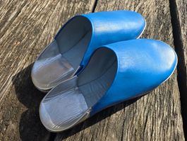 Babouches: Leder royalblau/silber (37)-ANGEBOT