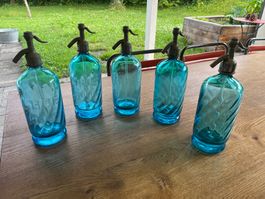 4 antike Syphonflaschen - Gravur A. Huber Schlieren