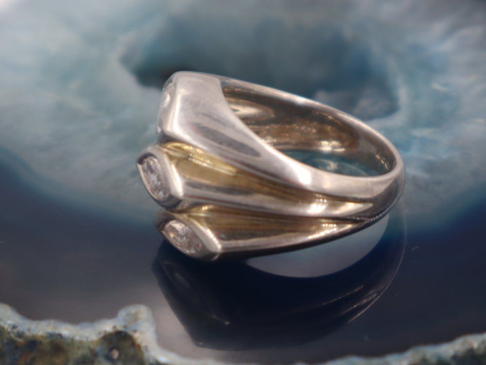 Anelli: Silber Designer Ring Damen Vintage mit 3 Cubic Zirconia gr52 – Usato da Baden venduto da TellsKuchenhaus 3