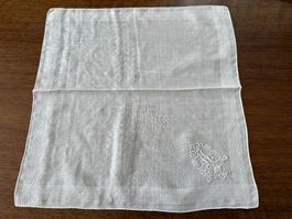 Taschentuch weiss mit Monogramm Stickerei 30x30cm
