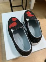 Chiarra Ferragni Slip-On Sneakers Black Glitter Hearts Size 