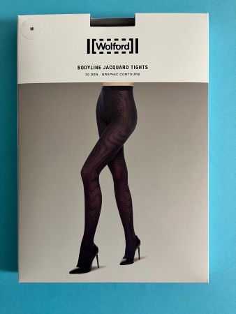 Wolford BODYLINE JACQUARD TIGHTS, Grösse M, Farbe Port Royal
